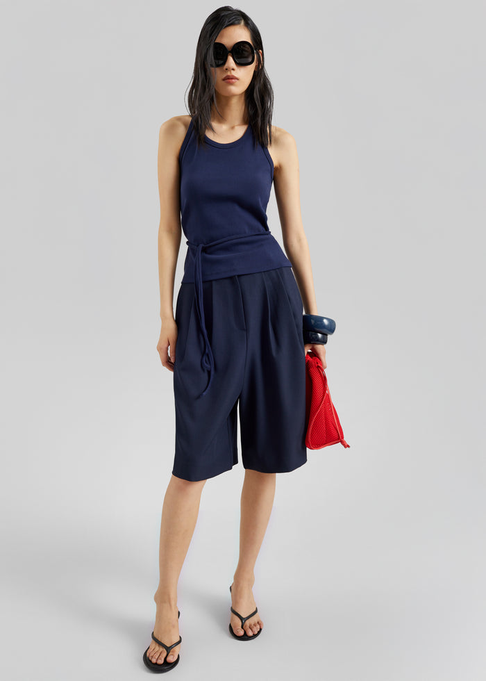 Denia Halter Tie Top - Navy