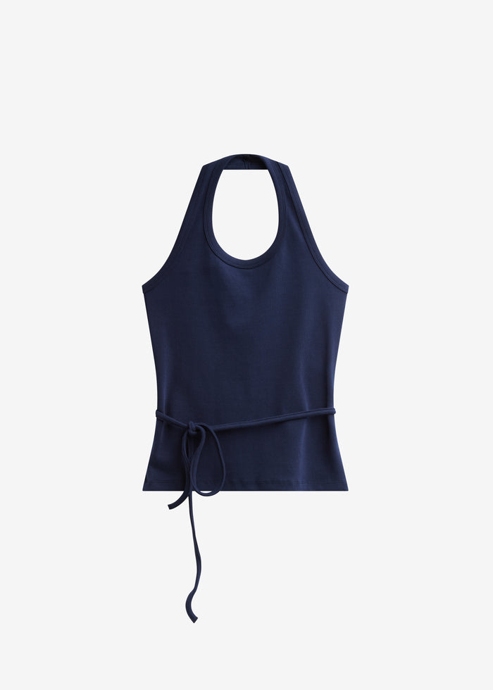 Denia Halter Tie Top - Navy