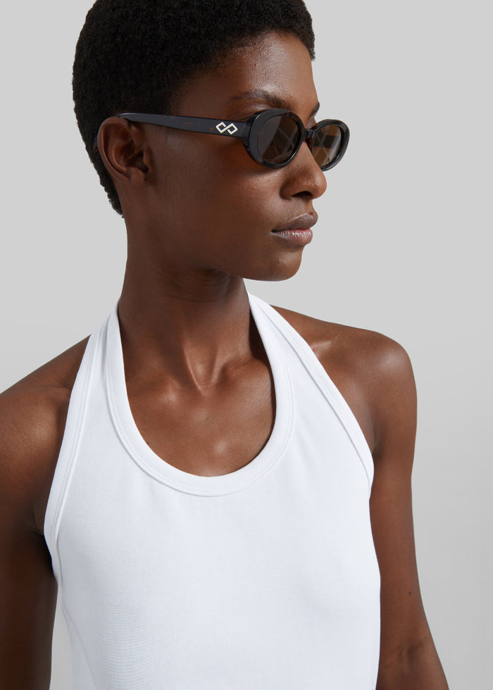 Denia Halter Tie Top - White