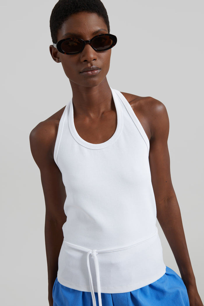Denia Halter Tie Top - White