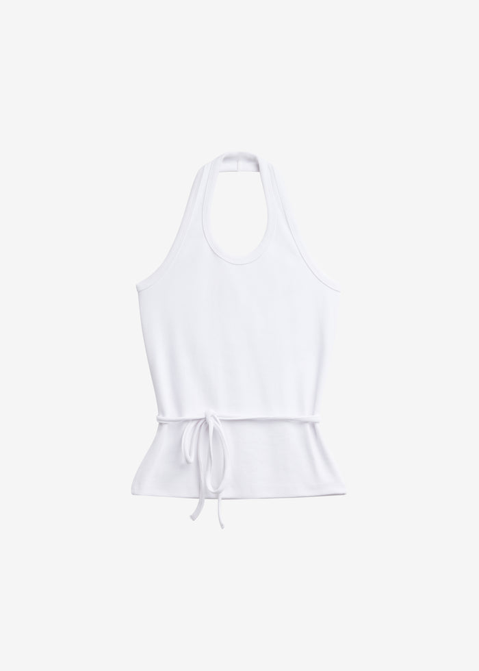 Denia Halter Tie Top - White