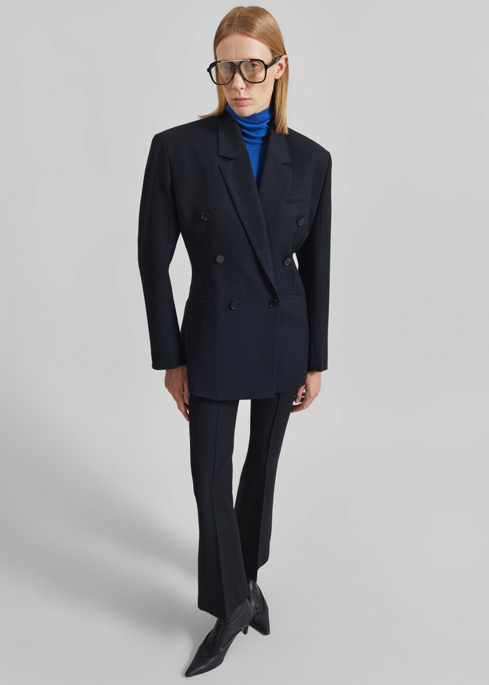 Dessa Flared Pants - Black/White Pinstripe