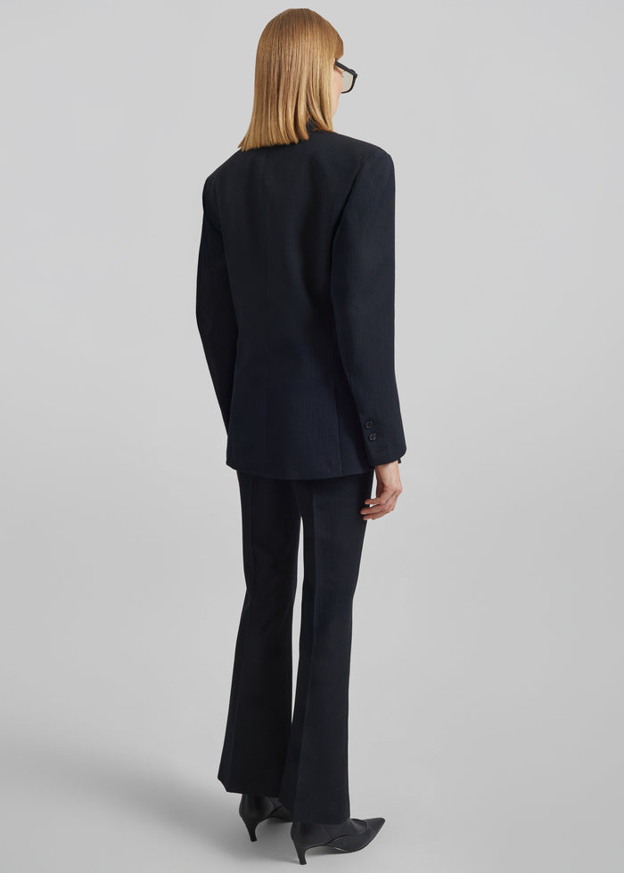 Dessa Flared Pants - Black/White Pinstripe