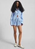 Deya Fluid Mini Boxer Shorts - Blue/White Stripe