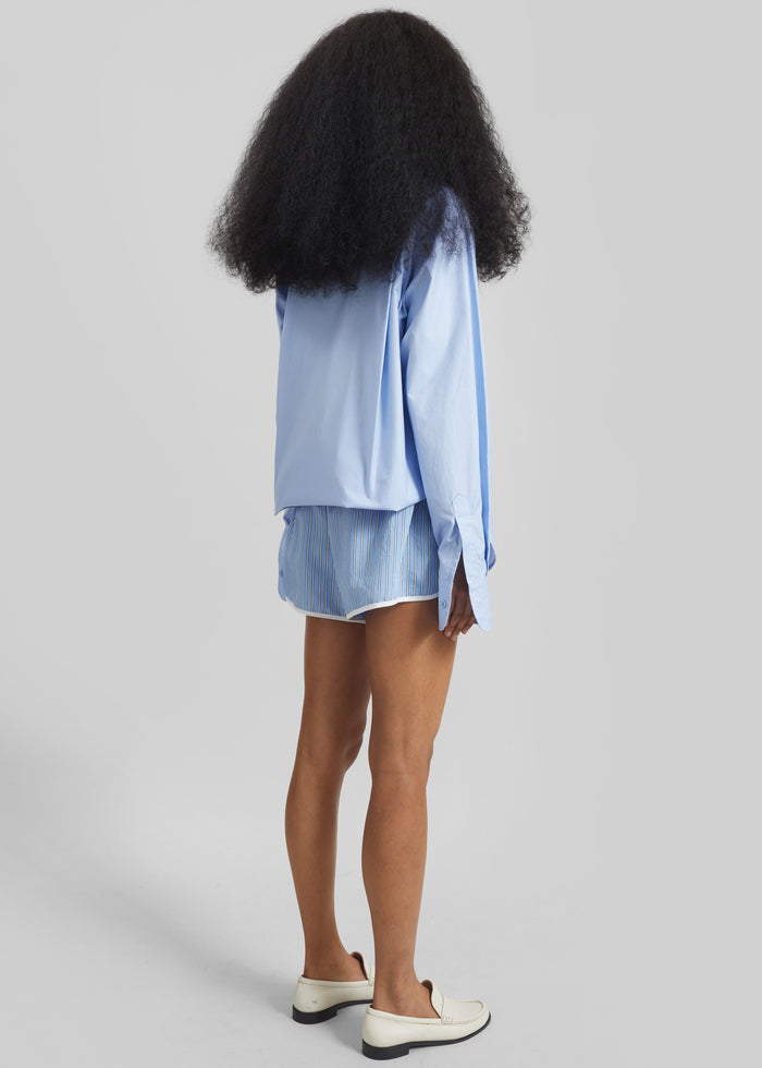 Deya Fluid Mini Boxer Shorts - Blue/White Stripe