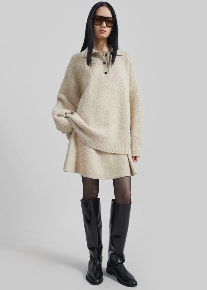 Dienne Knit Mini Skirt - Beige
