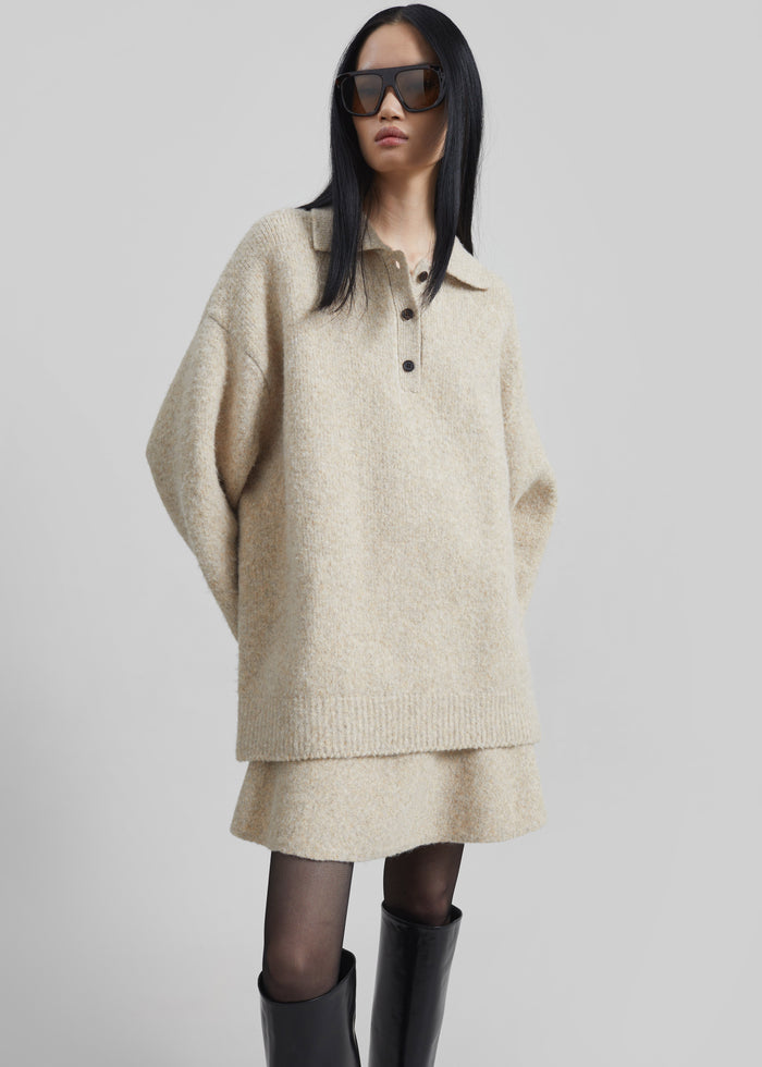 Dienne Knit Mini Skirt - Beige