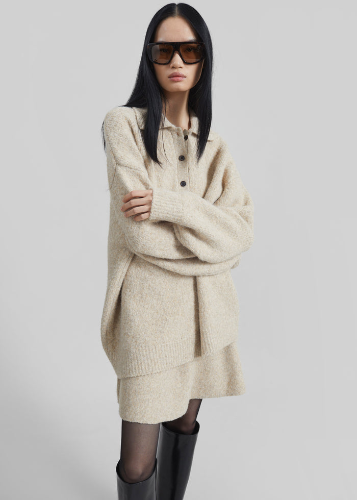 Dienne Knit Mini Skirt - Beige