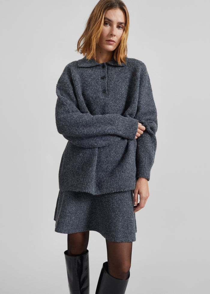 Dienne Knit Mini Skirt - Grey