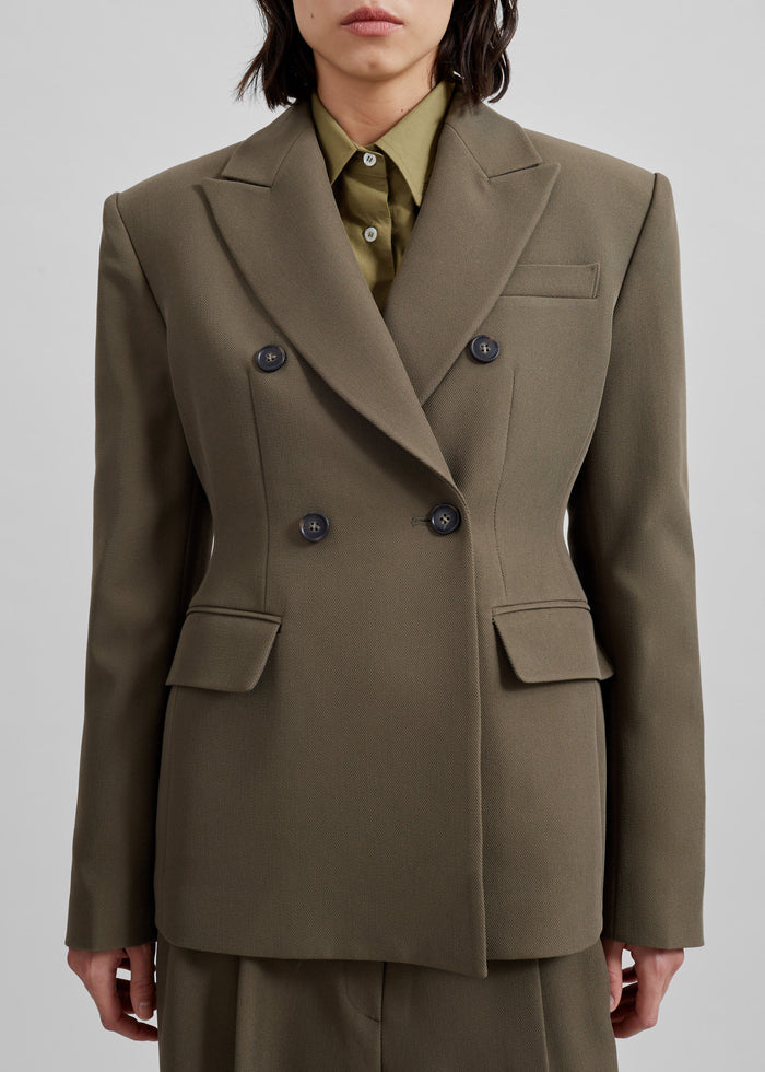 Dina Double Breasted Blazer - Khaki