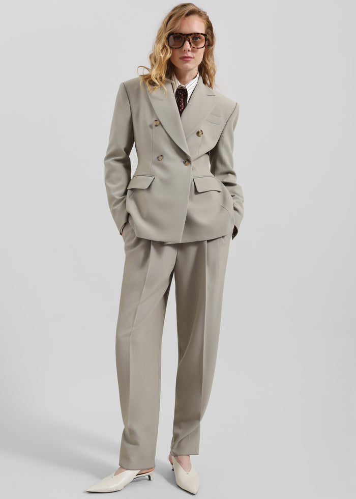 Dina Double Breasted Blazer - Light Taupe