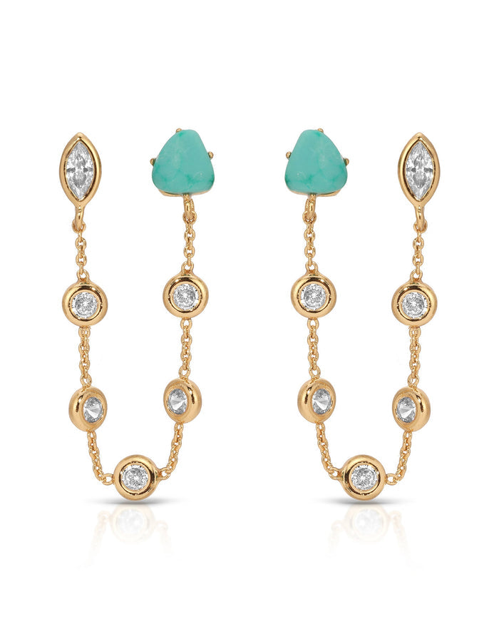 Double Piercing Turquoise Earrings