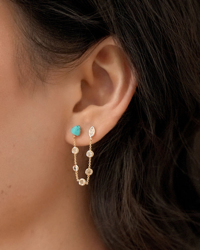 Double Piercing Turquoise Earrings