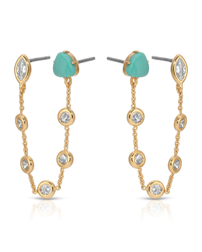 Double Piercing Turquoise Earrings
