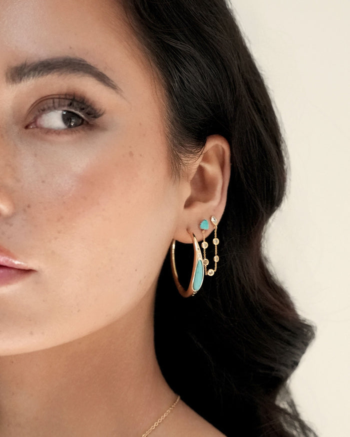 Double Piercing Turquoise Earrings