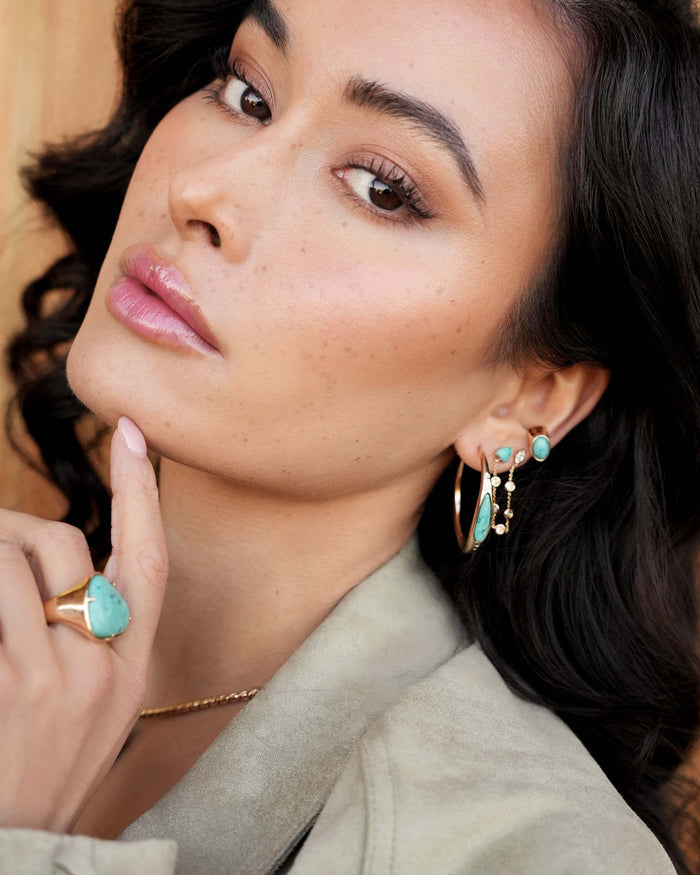 Double Piercing Turquoise Earrings