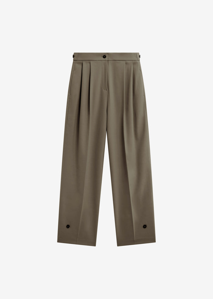 Doyer Pleated Trousers - Moss Green