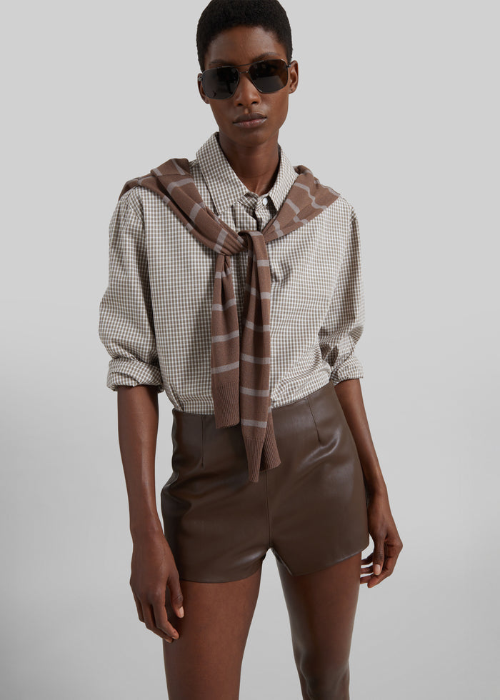 Dreux Faux Leather Hot Pants - Brown