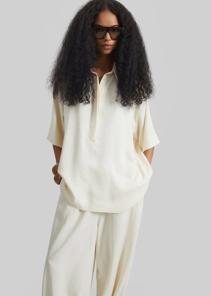 Eda Fluid Polo Shirt - Ivory