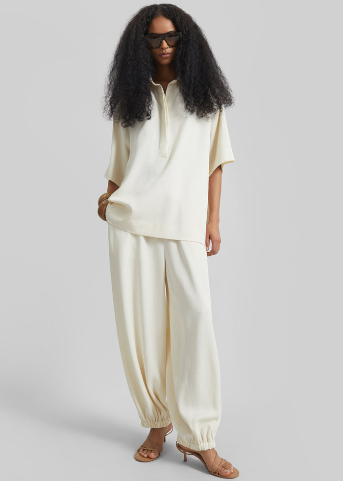 Eda Fluid Polo Shirt - Ivory