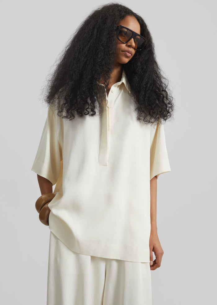 Eda Fluid Polo Shirt - Ivory