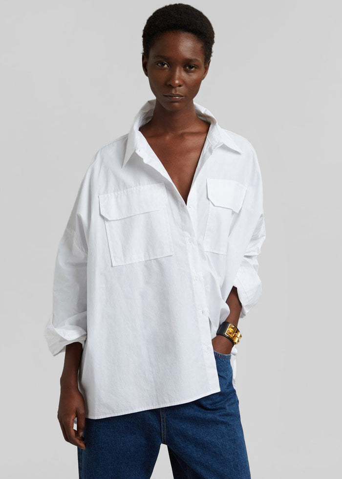 Elara Oversized Shirt - Optic White