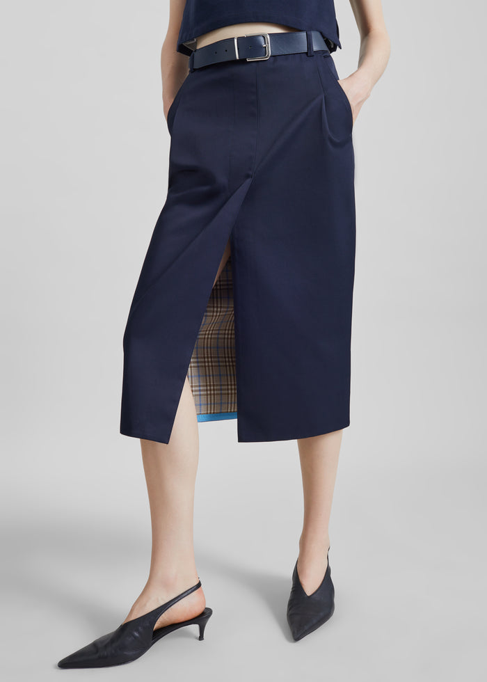 Elian Tailored Midi Skirt - Navy