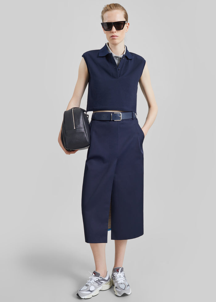 Elian Tailored Midi Skirt - Navy