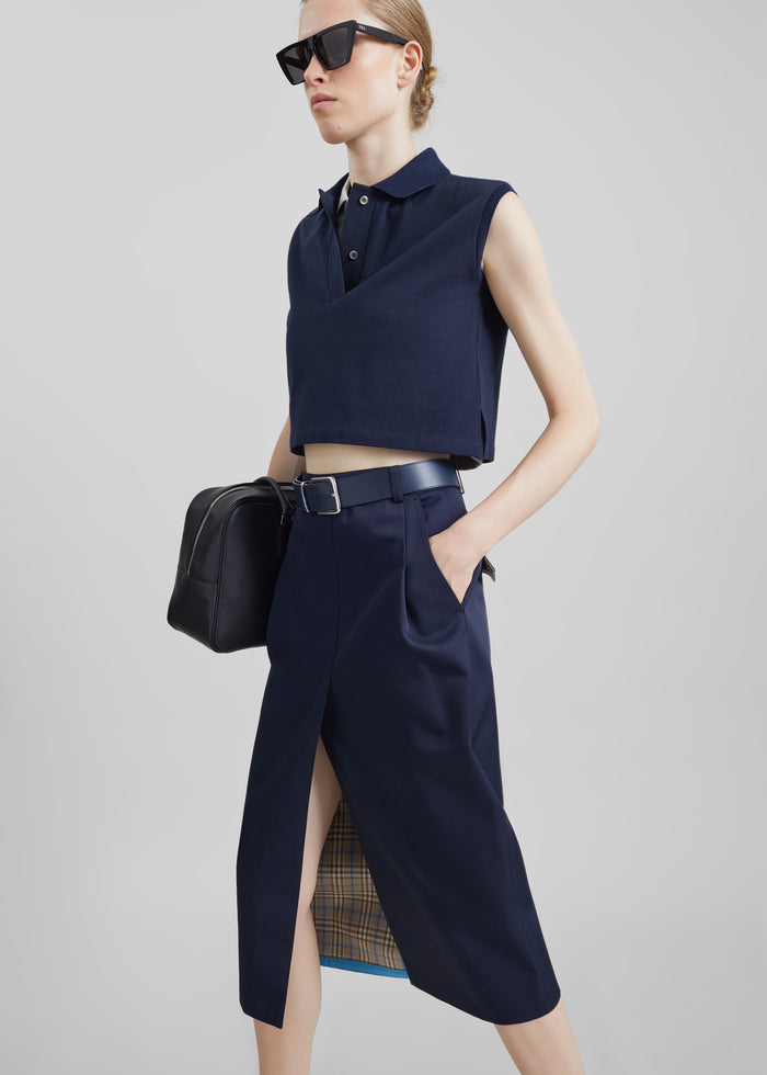 Elian Tailored Midi Skirt - Navy