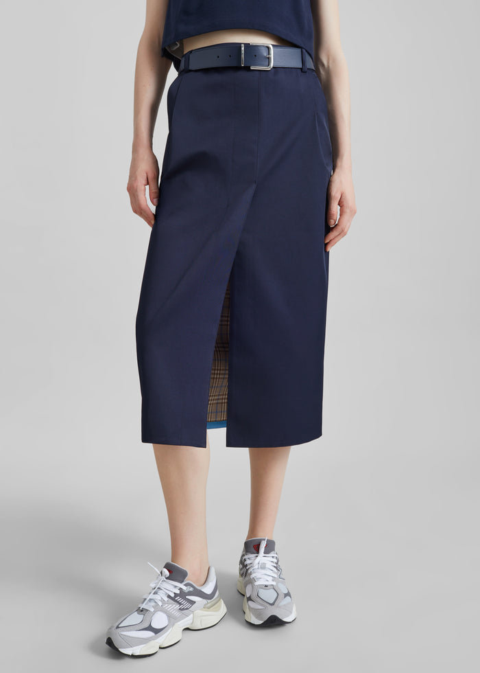 Elian Tailored Midi Skirt - Navy