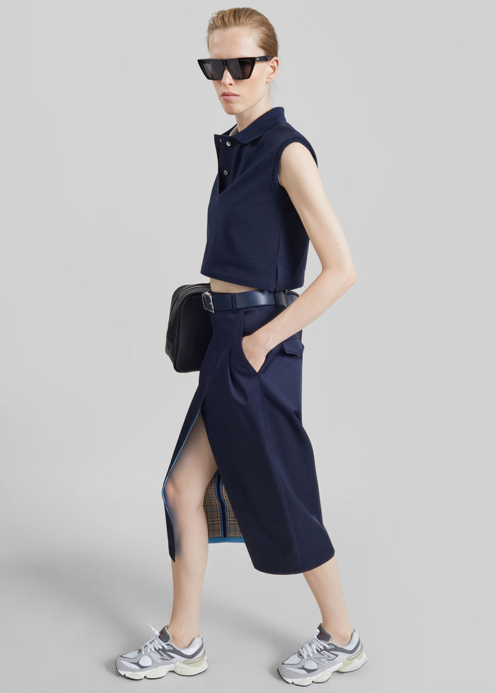 Elian Tailored Midi Skirt - Navy