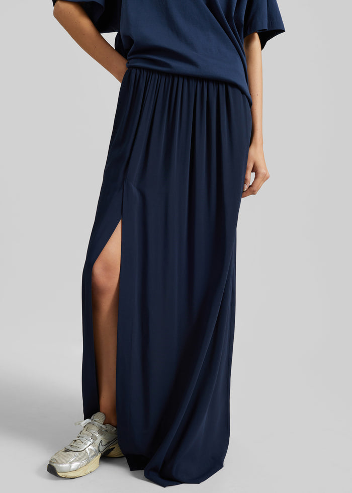 Elie Silk Fluid Maxi Skirt - Navy