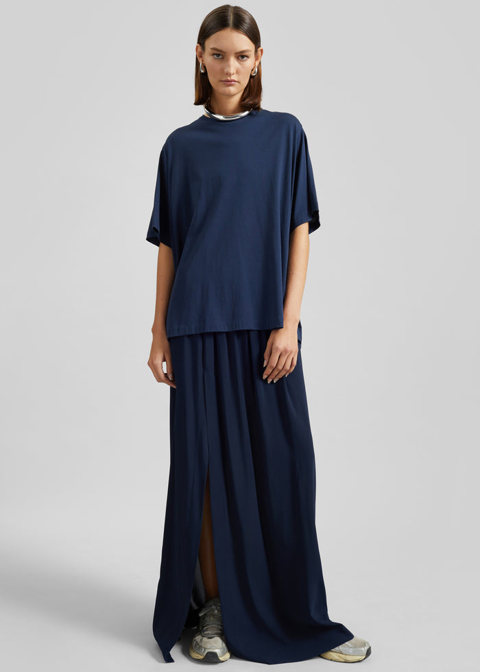 Elie Silk Fluid Maxi Skirt - Navy