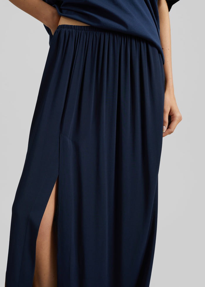 Elie Silk Fluid Maxi Skirt - Navy