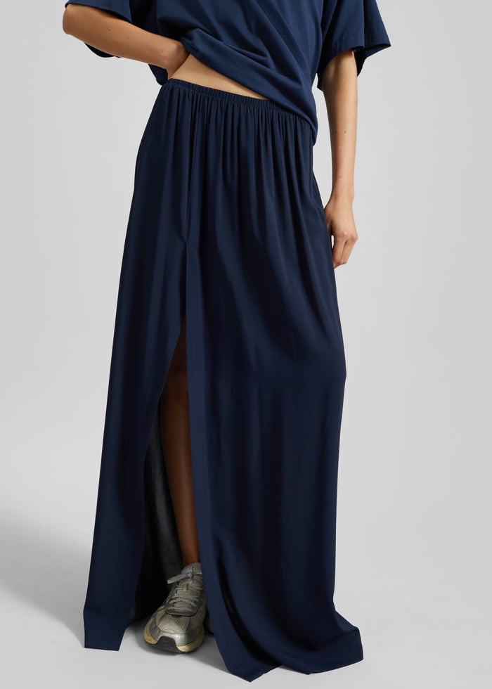 Elie Silk Fluid Maxi Skirt - Navy