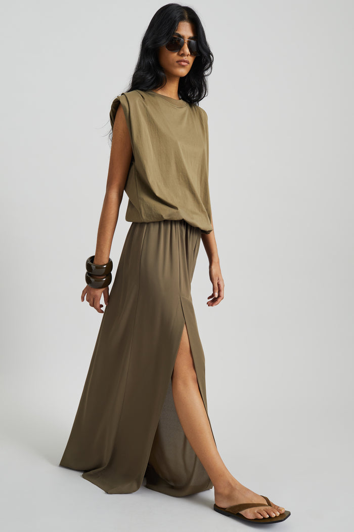 Elie Silk Fluid Maxi Skirt - Olive