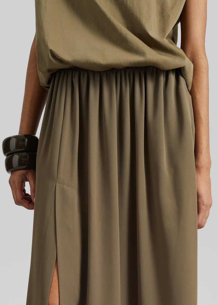 Elie Silk Fluid Maxi Skirt - Olive