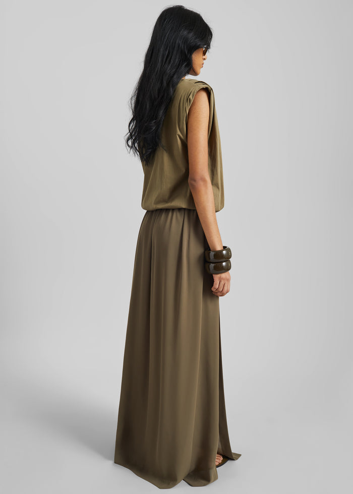 Elie Silk Fluid Maxi Skirt - Olive