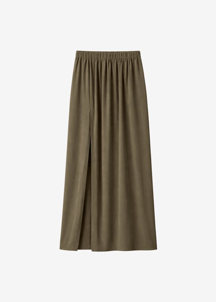 Elie Silk Fluid Maxi Skirt - Olive