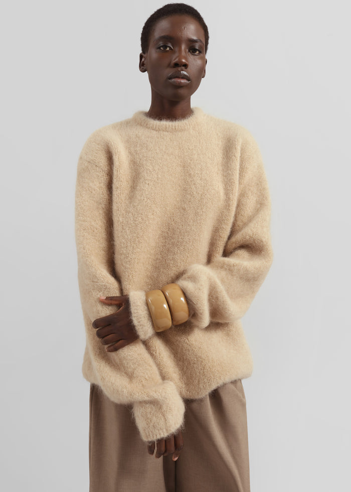 Ellery Mohair Crewneck Sweater - Beige