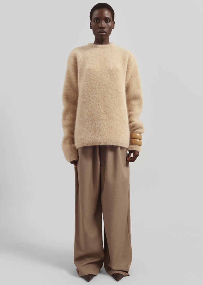 Ellery Mohair Crewneck Sweater - Beige