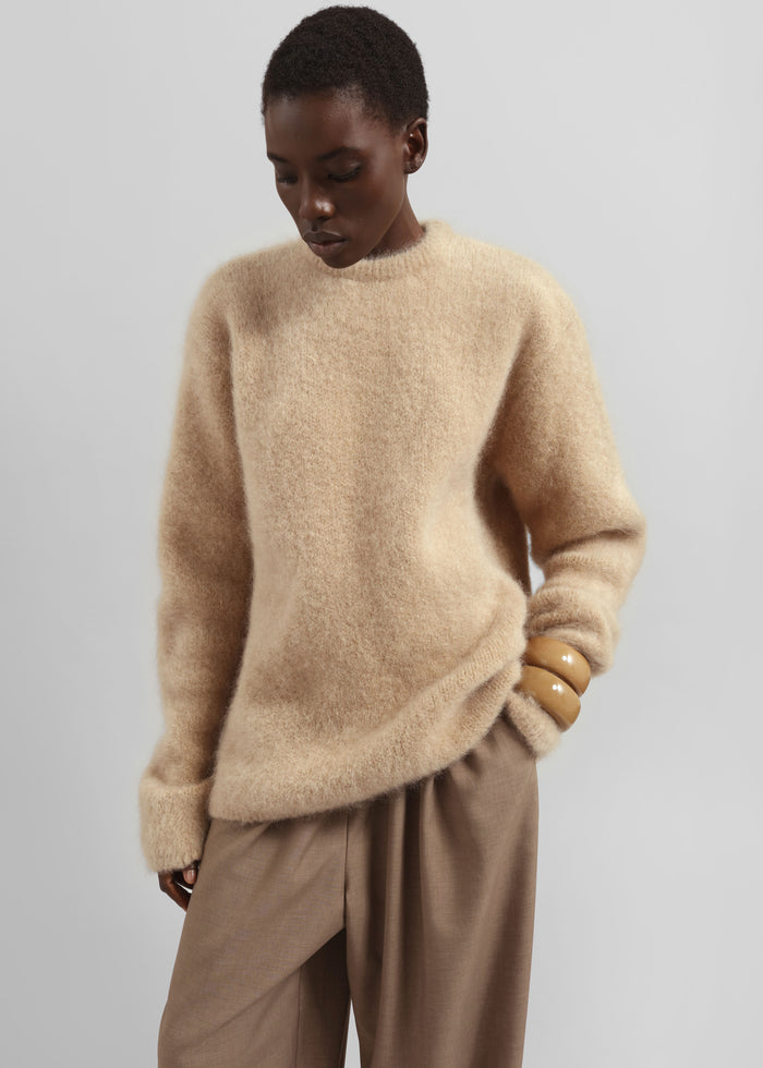 Ellery Mohair Crewneck Sweater - Beige