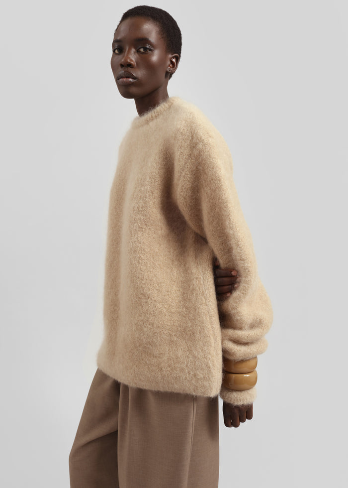 Ellery Mohair Crewneck Sweater - Beige