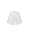 Veronica Beard Ellis Crossover-Waistband Denim Short - White
