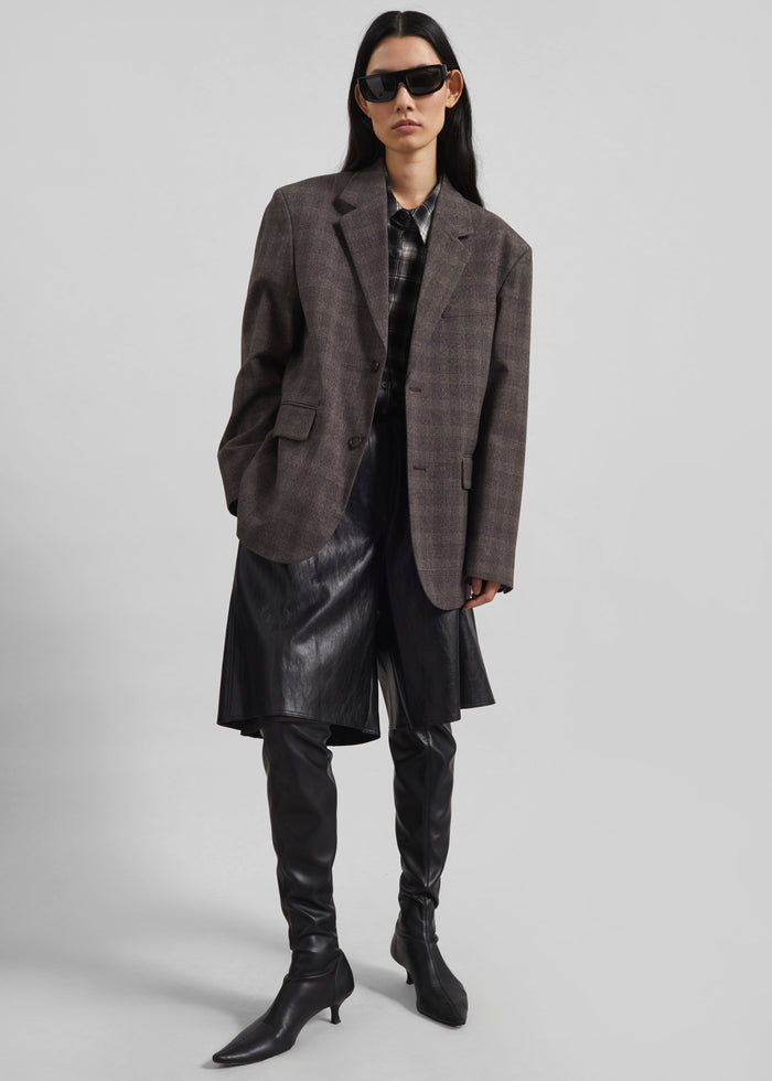 Ellory Padded Blazer - Brown Glen Plaid