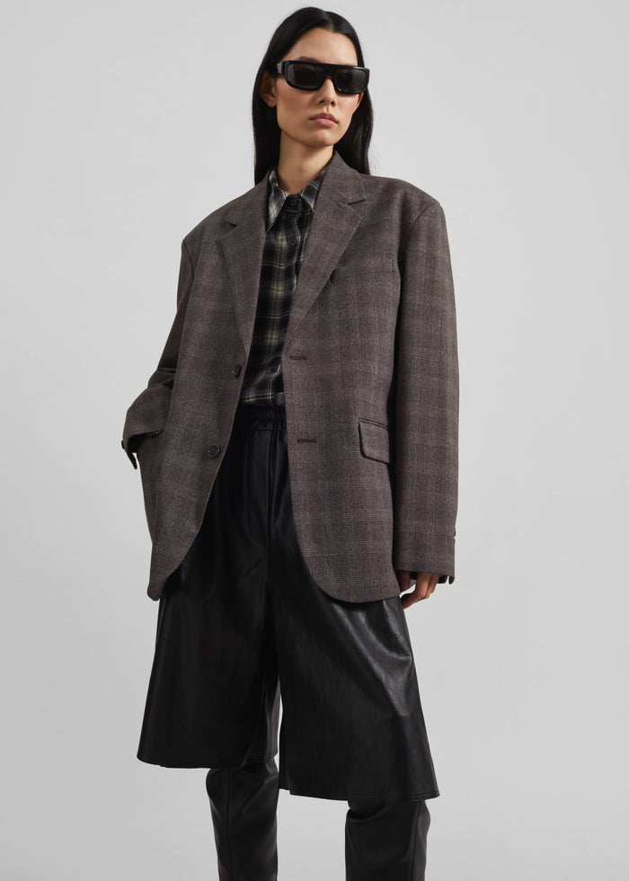 Ellory Padded Blazer - Brown Glen Plaid