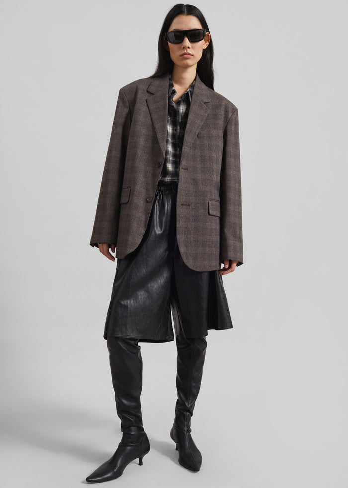 Ellory Padded Blazer - Brown Glen Plaid