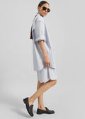 Elyn Cotton Bermuda Shorts - Light Blue/Brown Stripe