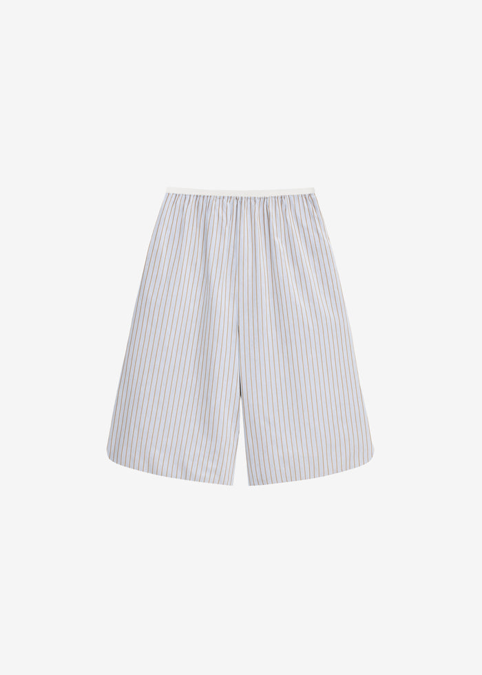 Elyn Cotton Bermuda Shorts - Light Blue/Brown Stripe
