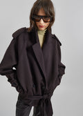 Elys Short Wool Trench - Dark Plum
